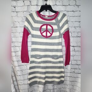 Old Navy‎ Girls Striped Peace Sweater Dress Size 10-12